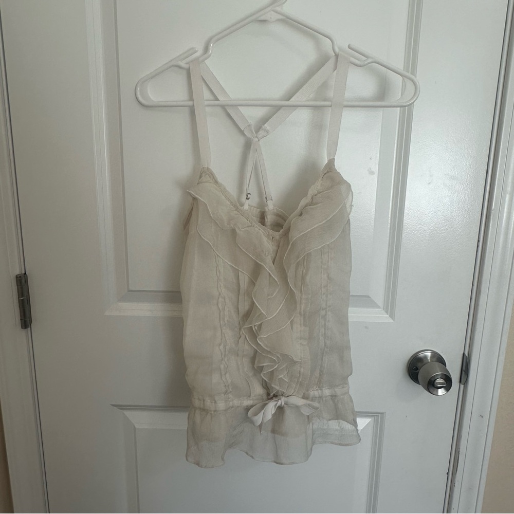 Hollister Cream Ruffled Tank Top